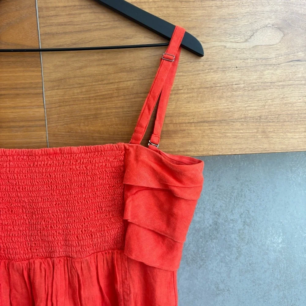 NWT By Anthropologie Linen Short Romper Bright Red, Size S - Picture 13 of 15